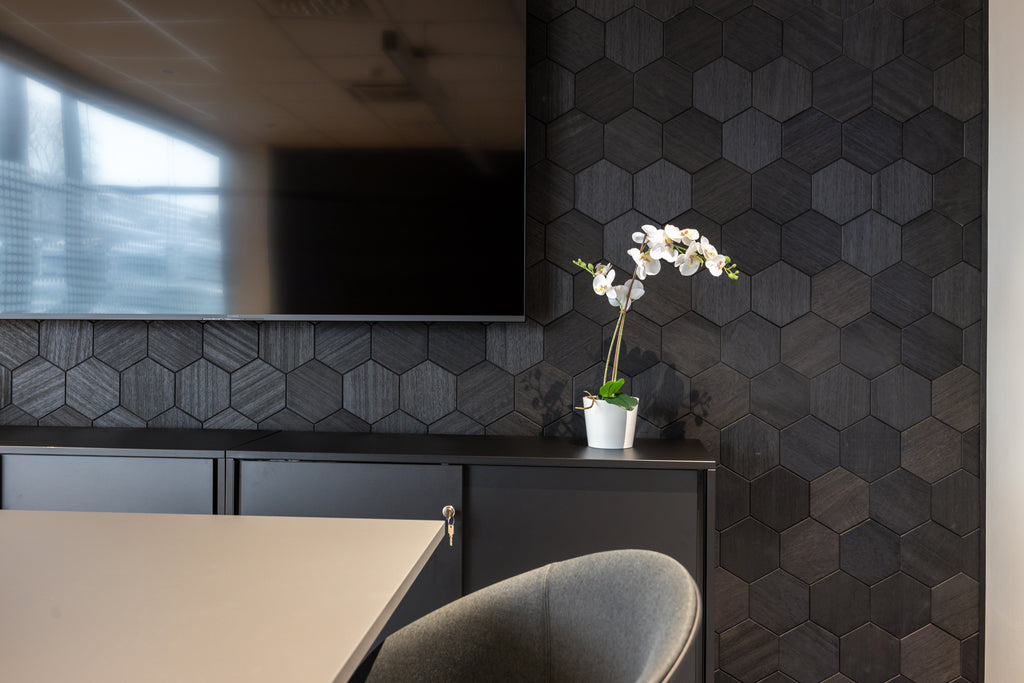 Väggpanel Hexa XL Svart – Massivt trä | DecNord