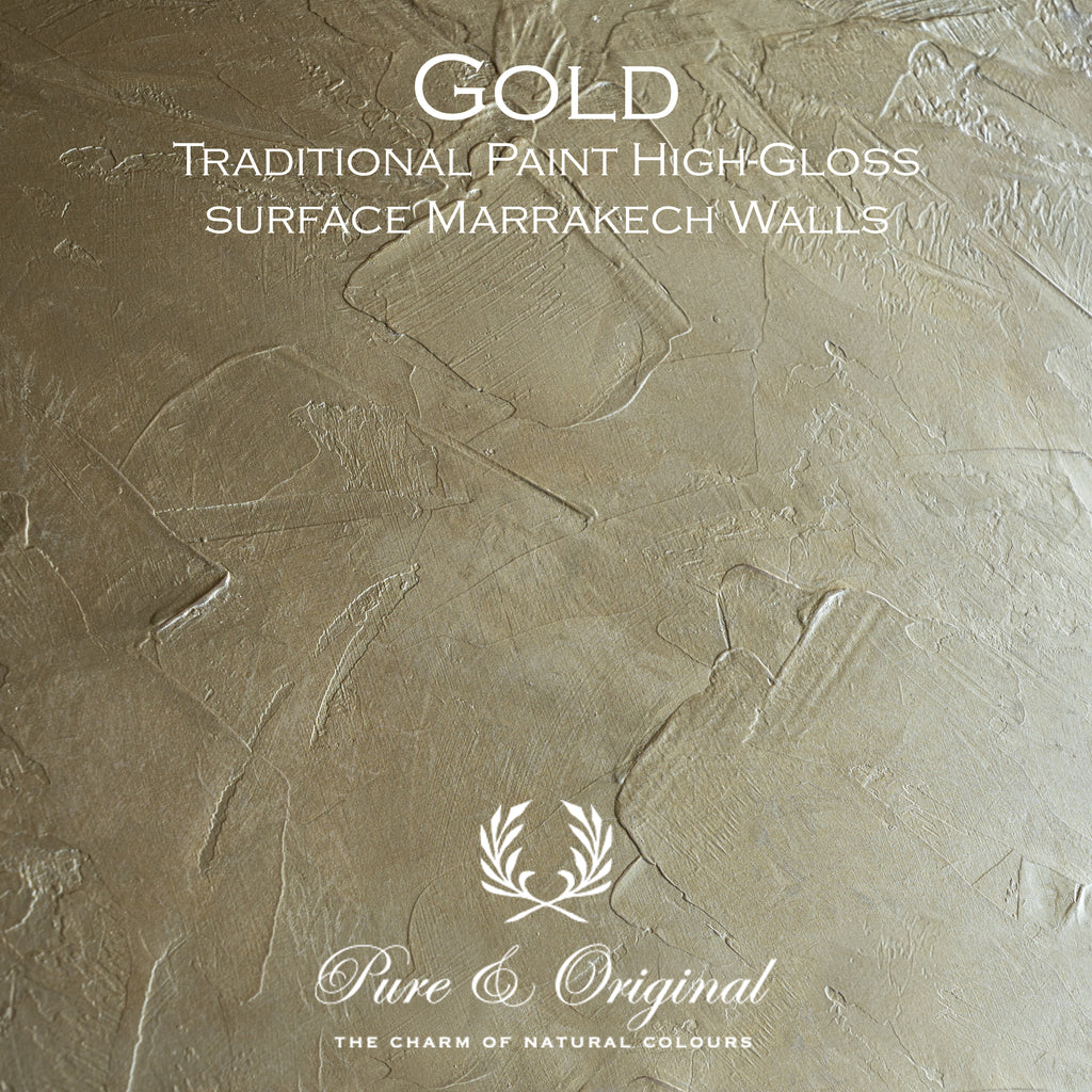 Metallisk yta i kulören Gold – Pure & Original High Gloss Elements