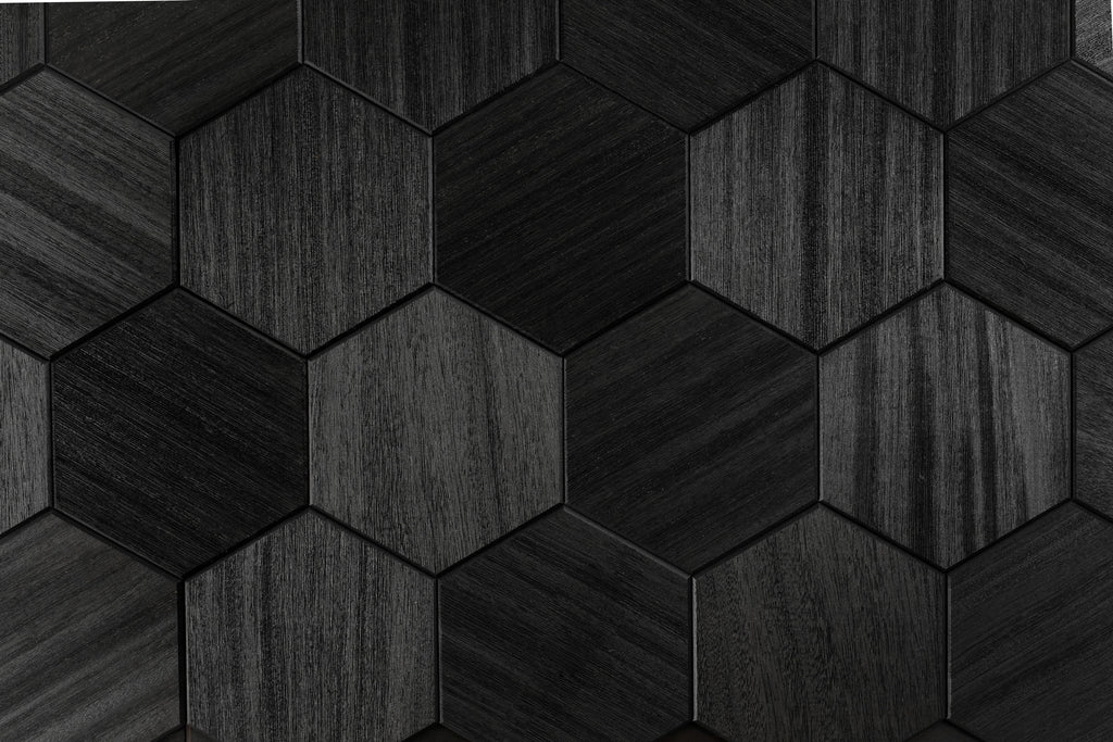 Väggpanel Hexa XL Svart – Massivt trä | DecNord