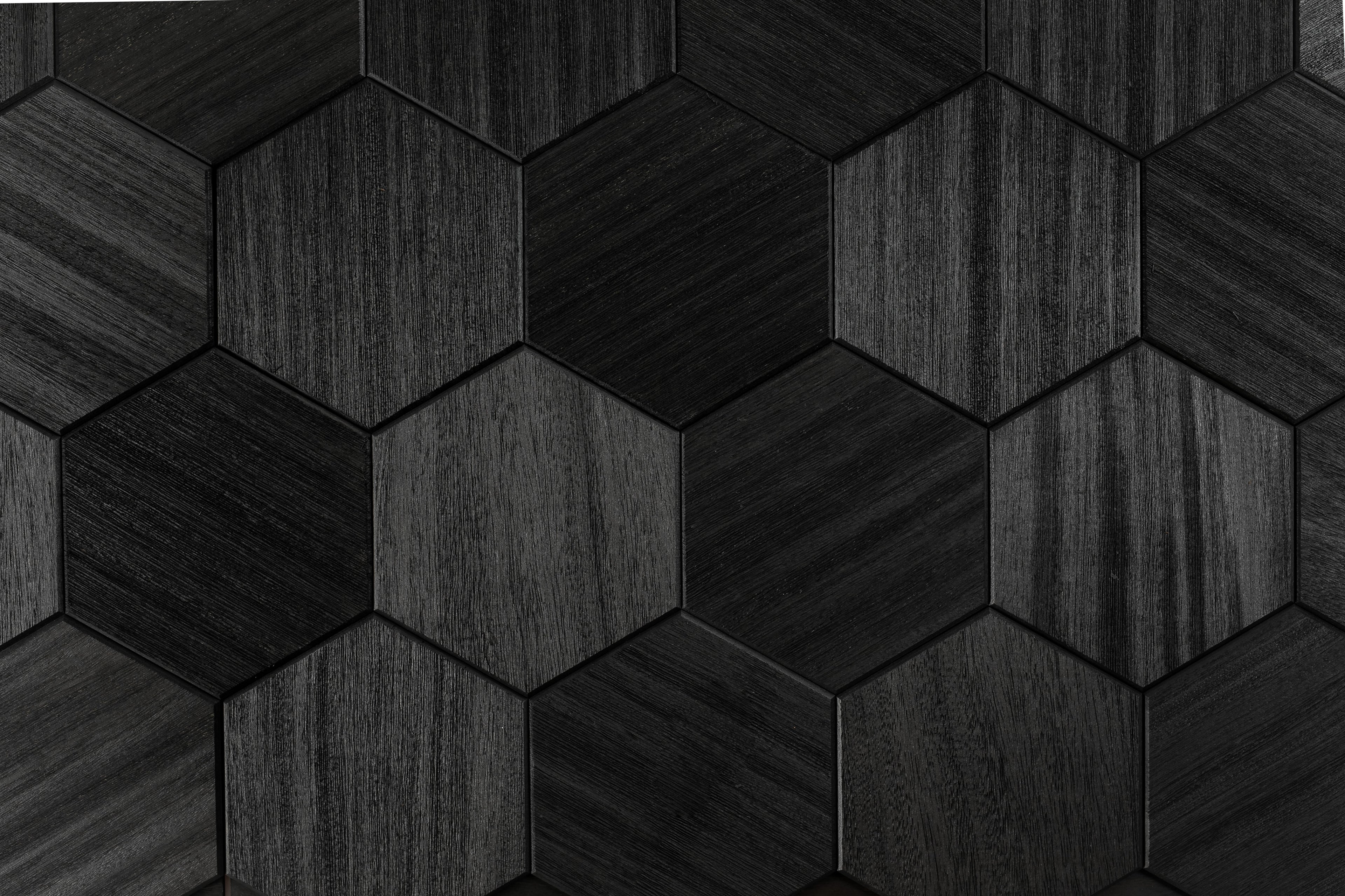 Väggpanel Hexa XL Svart – Massivt trä | DecNord
