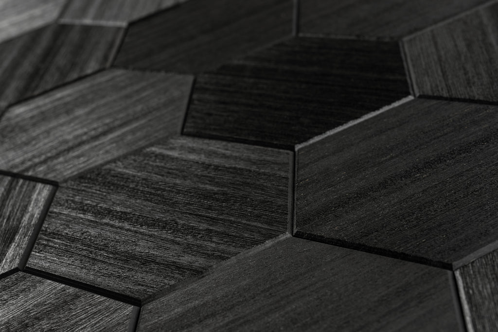 Väggpanel Hexa XL Svart – Massivt trä | DecNord