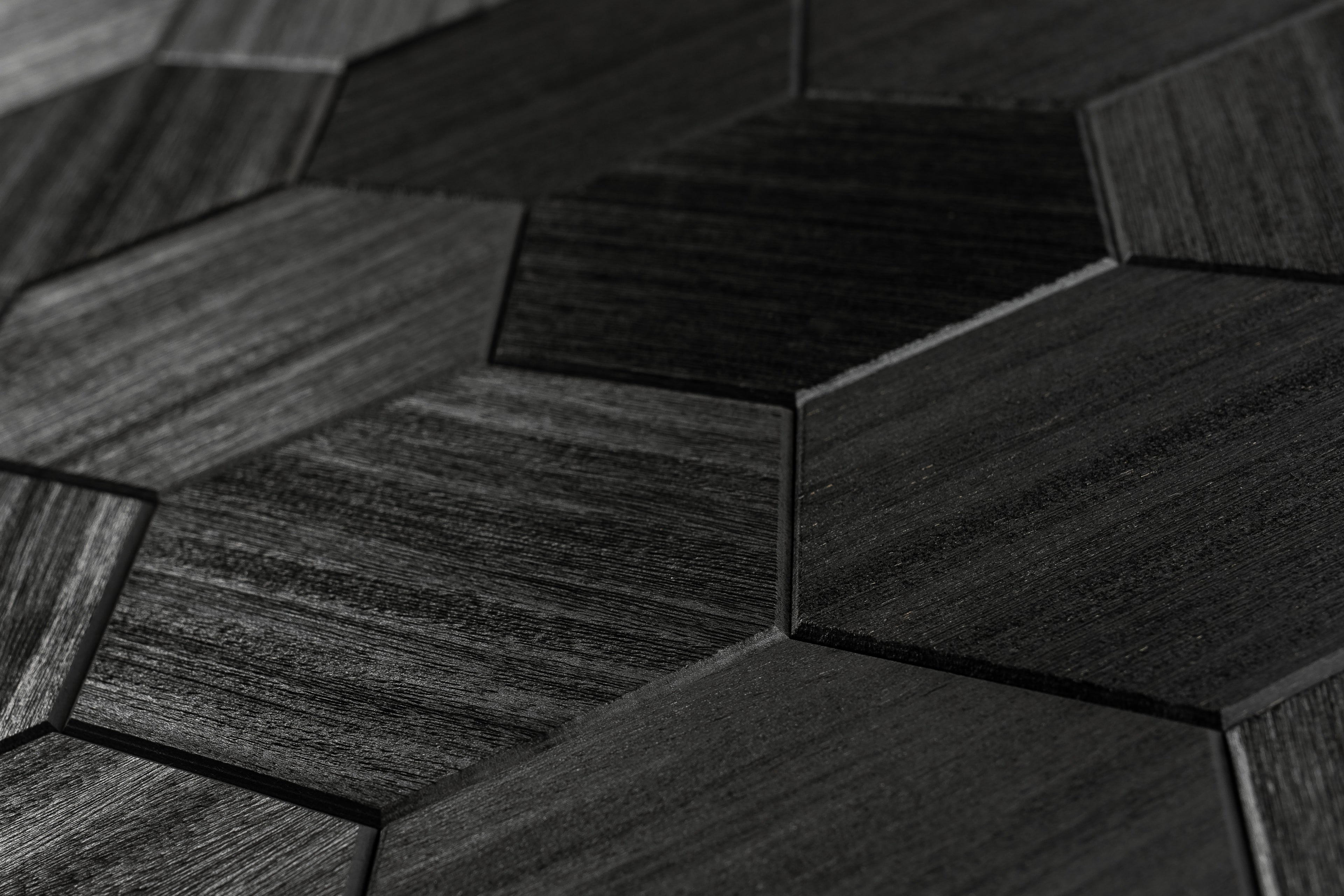 Väggpanel Hexa XL Svart – Massivt trä | DecNord
