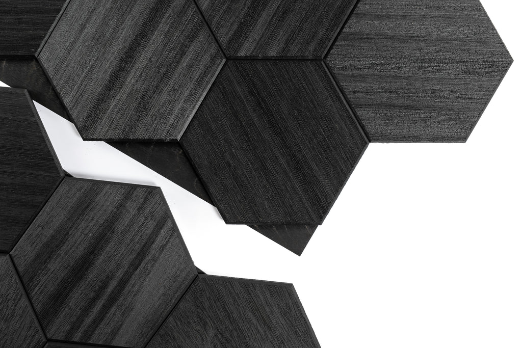 Väggpanel Hexa XL Svart – Massivt trä | DecNord