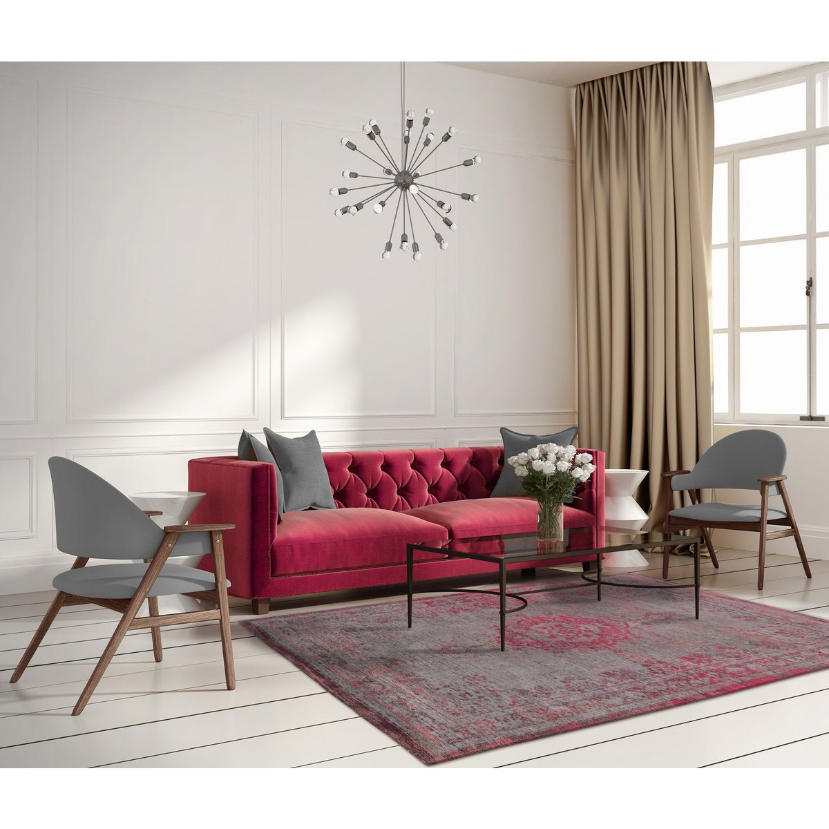 Eco Rug – Pink Flash – Mattan i grått och rosa
