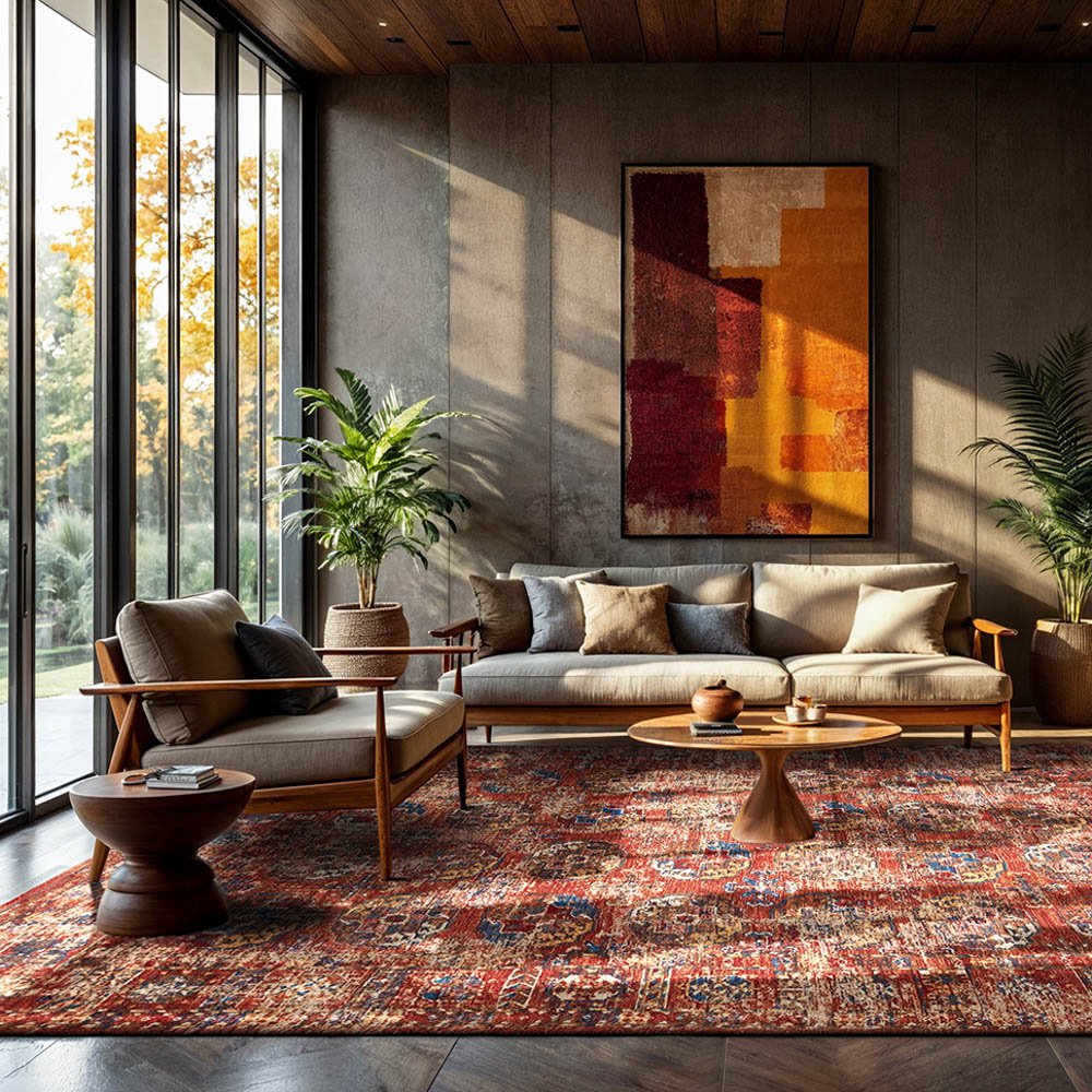 Eco Rug - Aksou - Röd matta